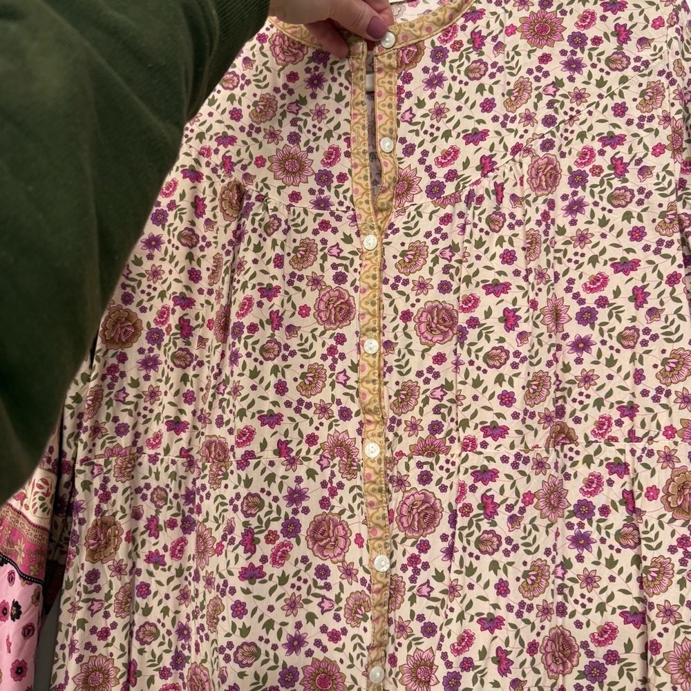 SundayUp Boho Floral Maxi | Modern Folklore Artisanal Chic Button-Down Dress - Picture 3 of 14